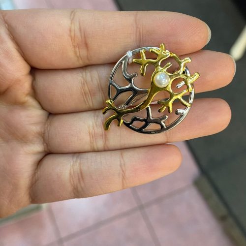 İncili sarı norön broş