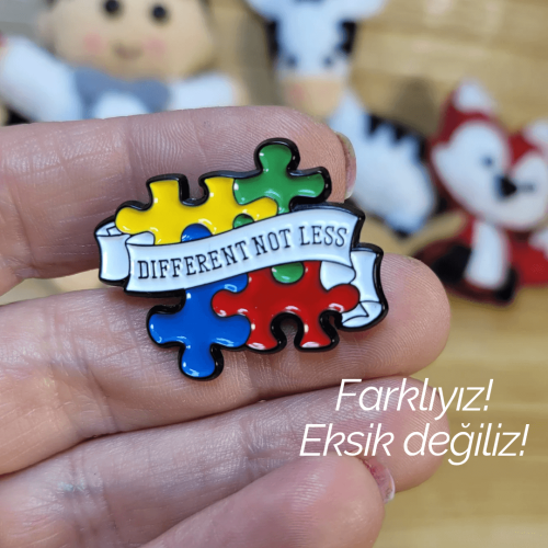 Özel eğitim öğretmenliği - otizm farkındalığı - Farklıyız , eksik değiliz (different! not less)  - puzzle yapboz rozet