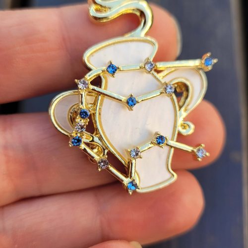 Sedef reçine taşlı- yıldız haritalı kova burcu burç broş