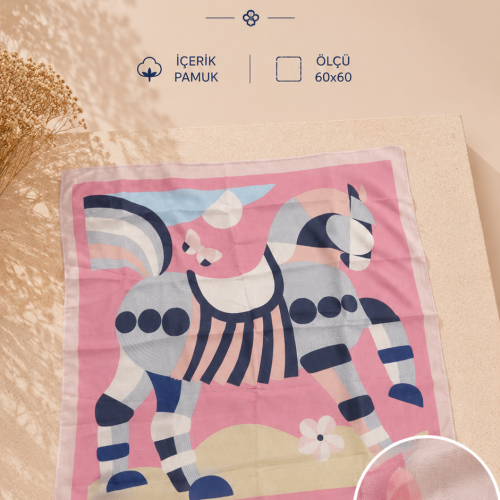 Pembe truva atı pamuk fular