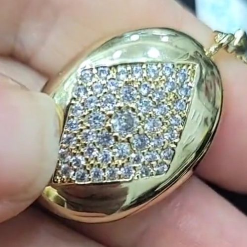 Baklava desen açılabilir altın kaplama kolye